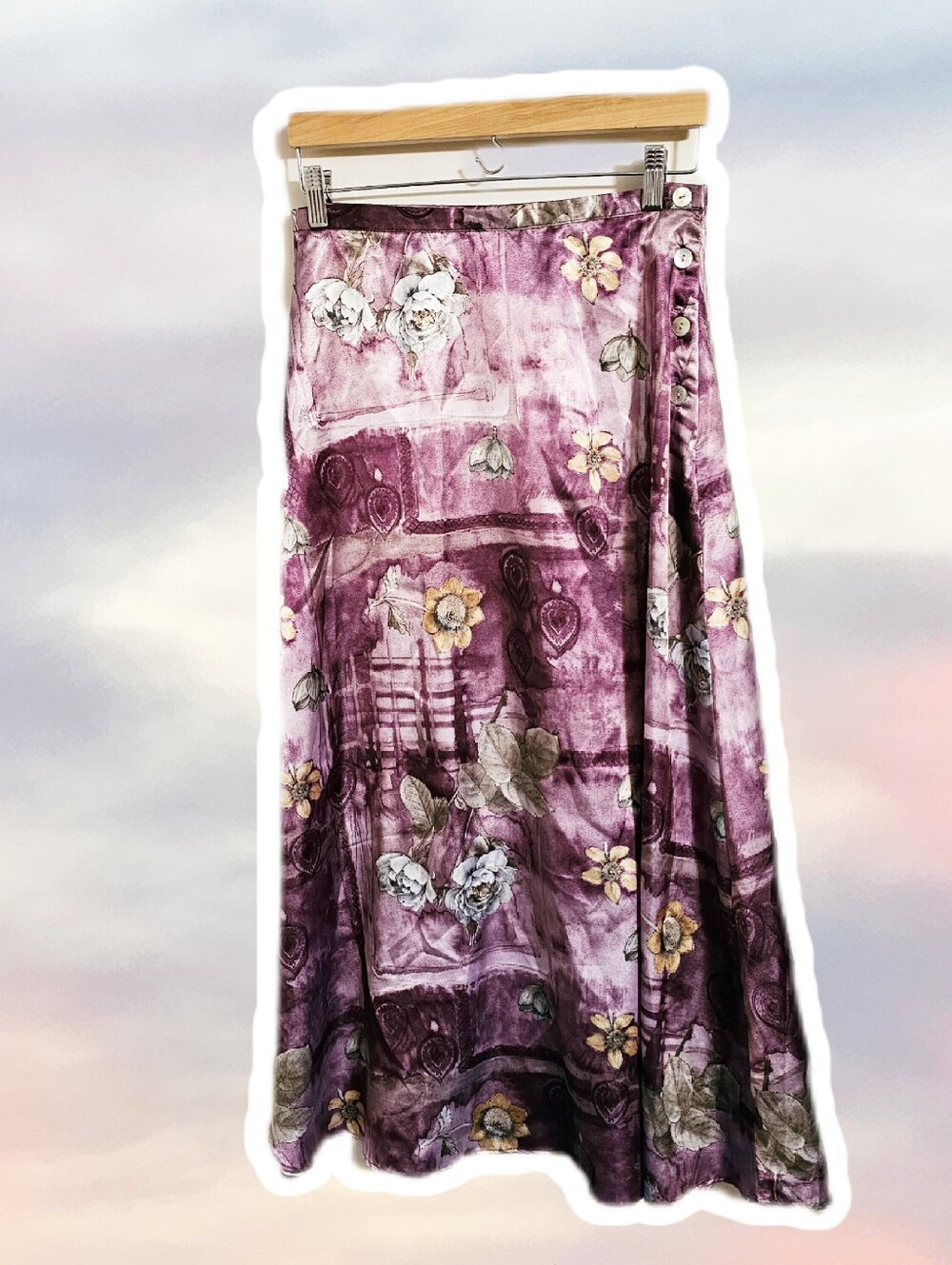 Vintage 90s Timeout Purple Floral Maxi Skirt S
